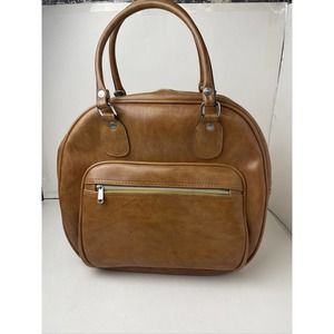Vintage Airway Industries Zippered Brown Carry-On Travel Luggage Suitcase Bag